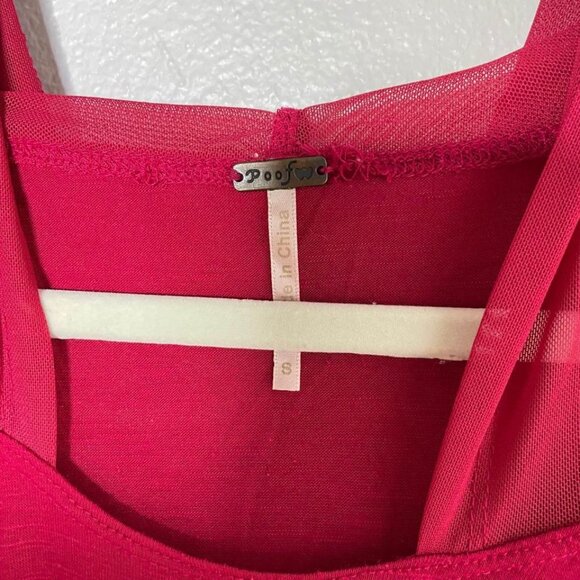 Poof! Red Mesh Hooded Tunic Top Size Small - Picture 5 of 5